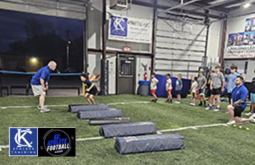 Middle and Outside Linebacker Football Training part of Kansas City Athlete Training's Football Academy focuses on the techniques needed to play a middle and/or outside linebacker position including rush defensive end position. We work every class on an athlete's stance then progress to gap alignment and using hands to strike the offensive player. This class is highly recommended for any youth or middle school player looking to be successful playing any linebacker position held at the WeTrainKC Sports Performance Kansas City Athlete Training Athletic Facility in Kansas City Missouri.